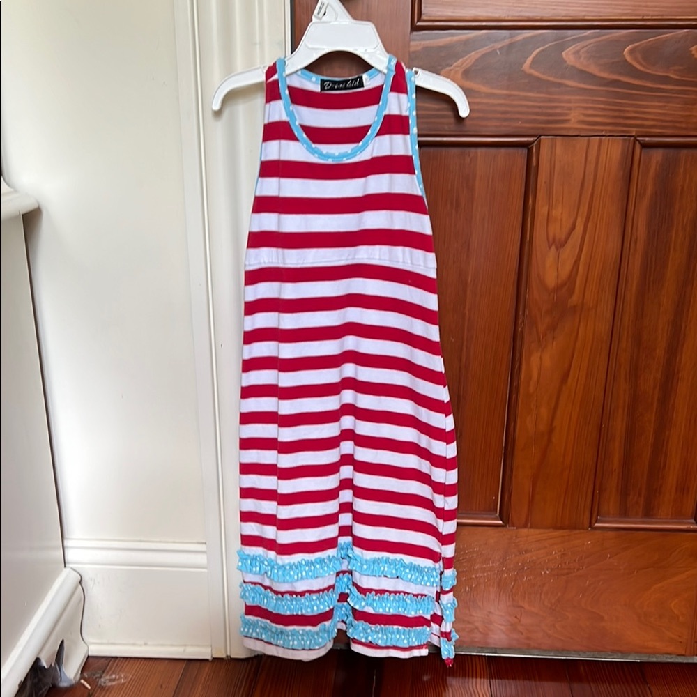 Red and White Striped Sleeveless Dress